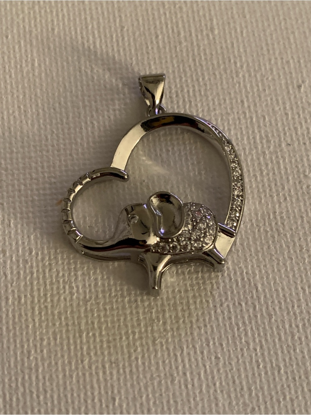 Silver Elephant Heart Pendant Necklace Charm
